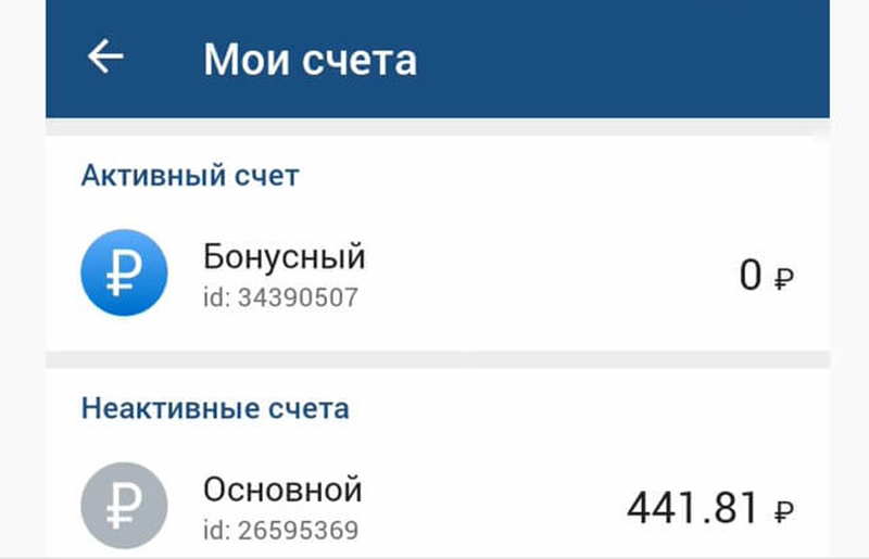 Основной и бонусный балансы
