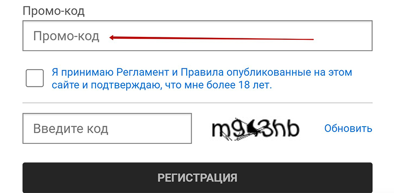 Поле для ввода промо-кода