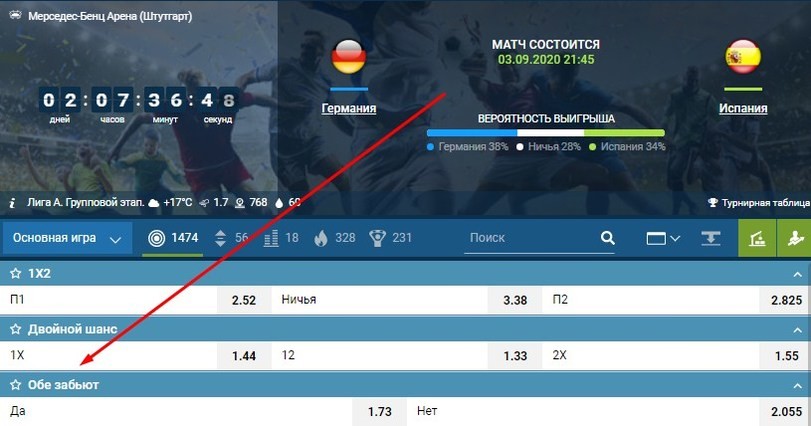 Как поставить обе забьют. Лига ставок обе забьют где найти.