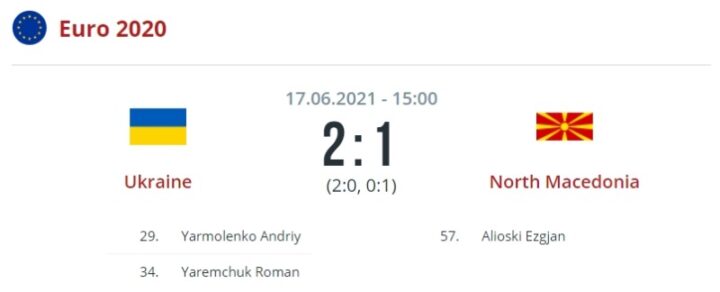 Украина — Северная Македония